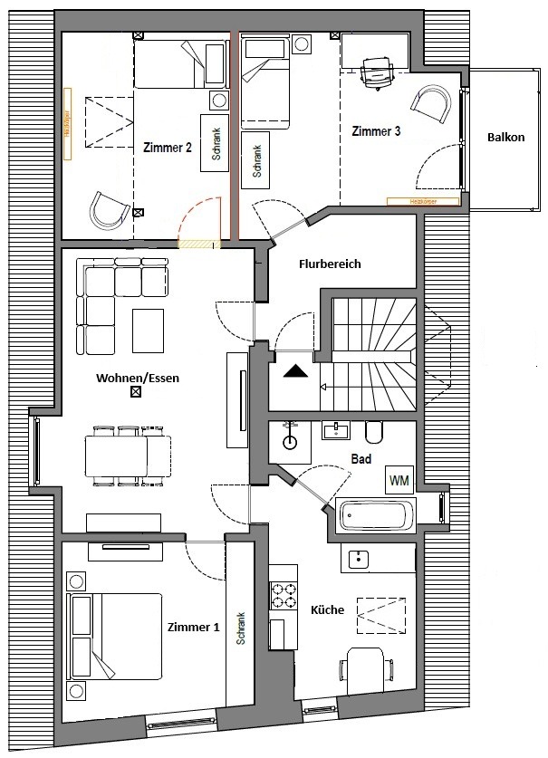 4-Zimmer-Dachgeschosswohnung mit Balkon in der Spremberger Vorstadt zu vermieten! - Photo 1